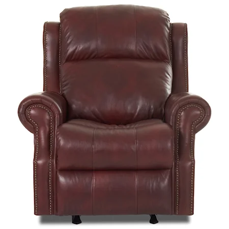 Traditional Power Reclining Chair with Nailhead Border and USB Port